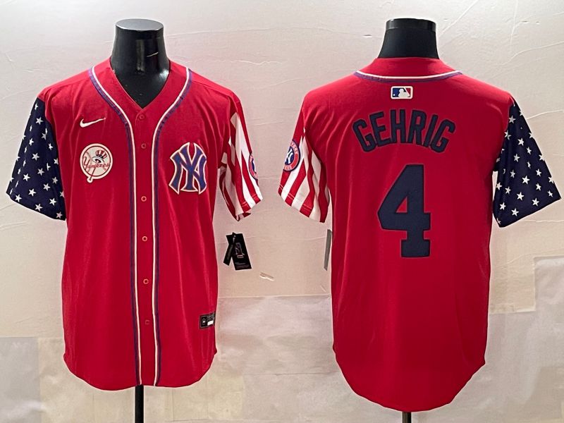 Men New York Yankees #4 Gehrig Red a generation of national flags Jointly Name 2025 Nike MLB Jersey style 9